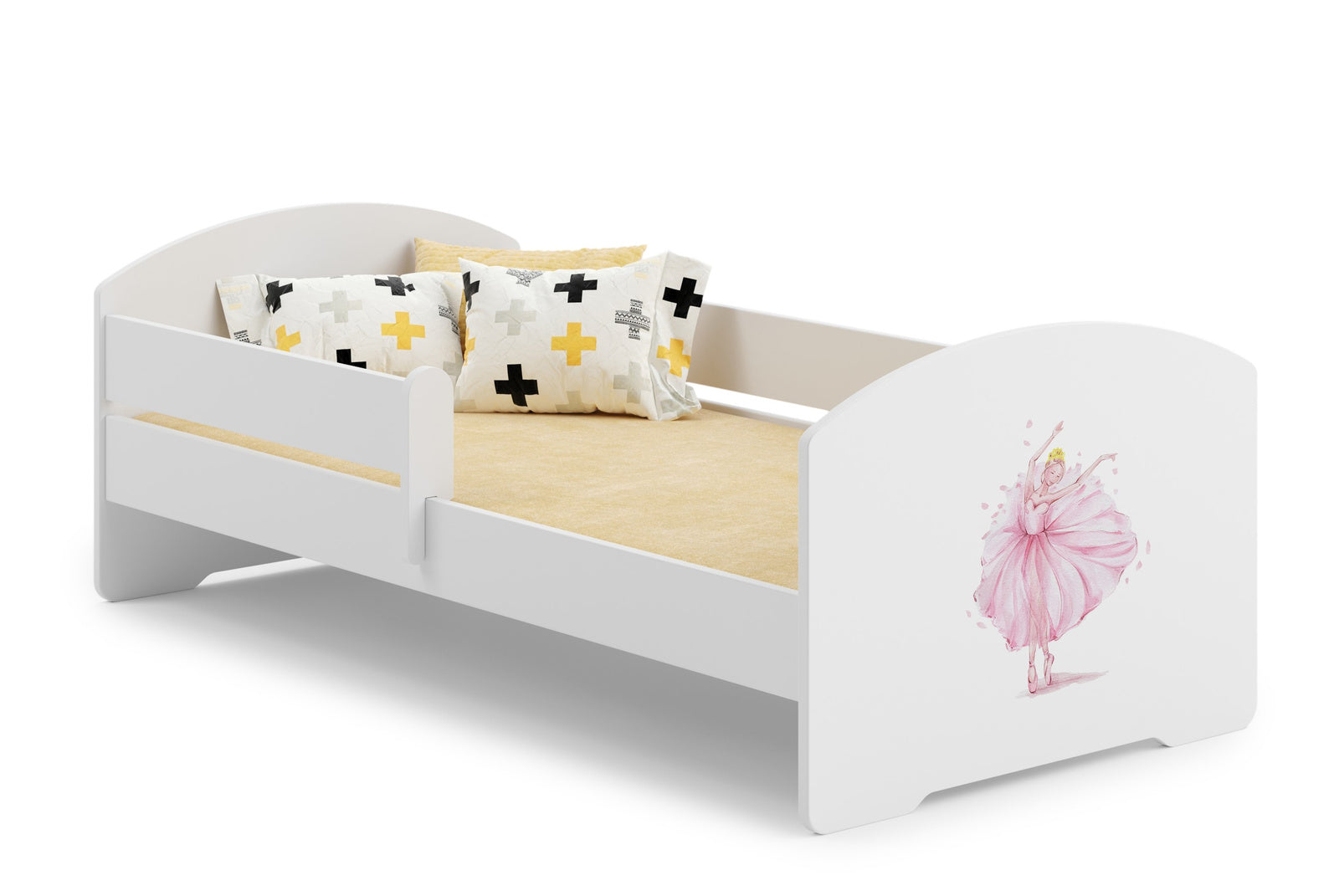 Letto per bambini Luk 140x70 con opera d'arte - Principessa con corona