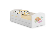 Letto singolo LUK 140x70 con sponda e cassetto, con materasso - Sirena