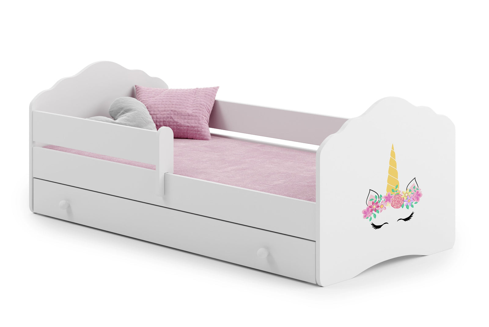 Letto singolo FALA 160x80 con sponde e cassetto, con materasso - Unicorno