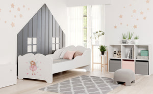 Letto per bambini "Anna" 140x70 cm con materasso -"Bambina con le ali"