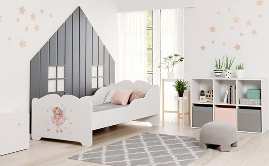 Letto per bambini "Anna" 140x70 cm con materasso -"Bambina con le ali"