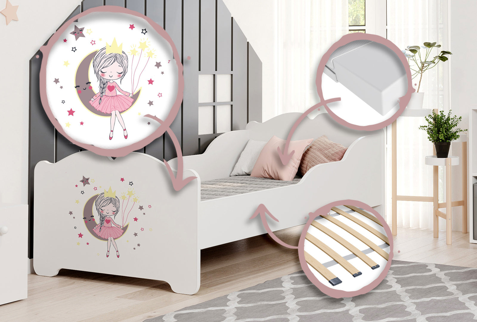 Letto singolo ANNA 160x80 con materasso - Principessa addormentata