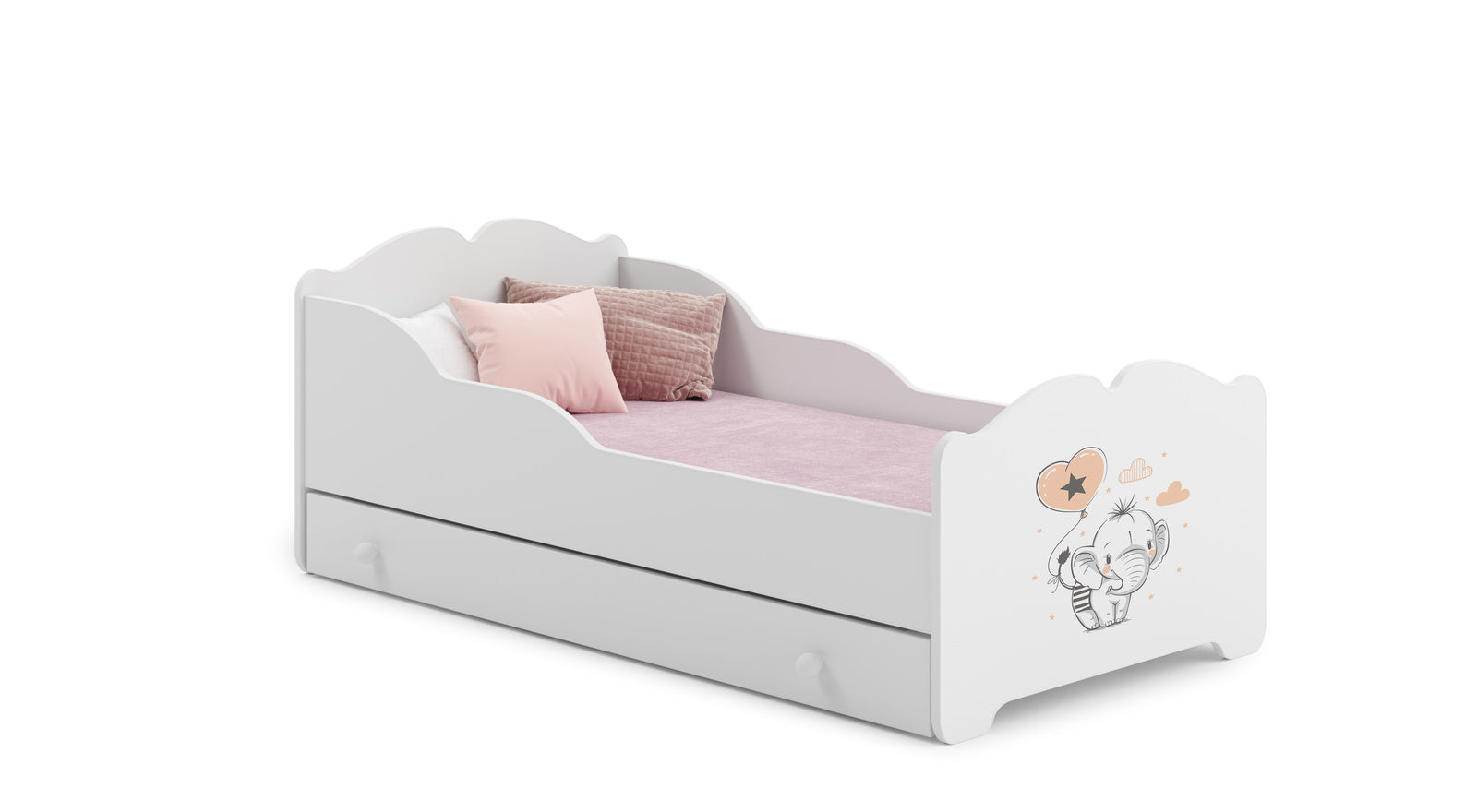Letto singolo ANNA 160x80 con cassetto e materasso - Elefante
