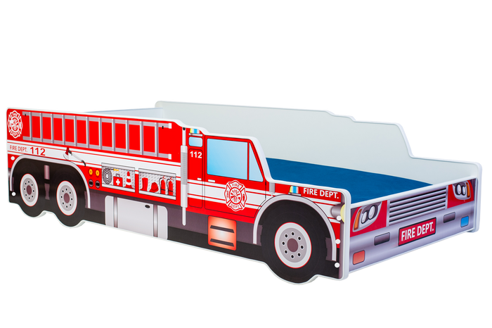 Letto-carrozzina per bambini 140x70 con materasso - Camion dei pompieri