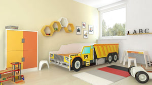 Letto-carrozzina per bambini 140x70 con materasso-Camion ribaltabile