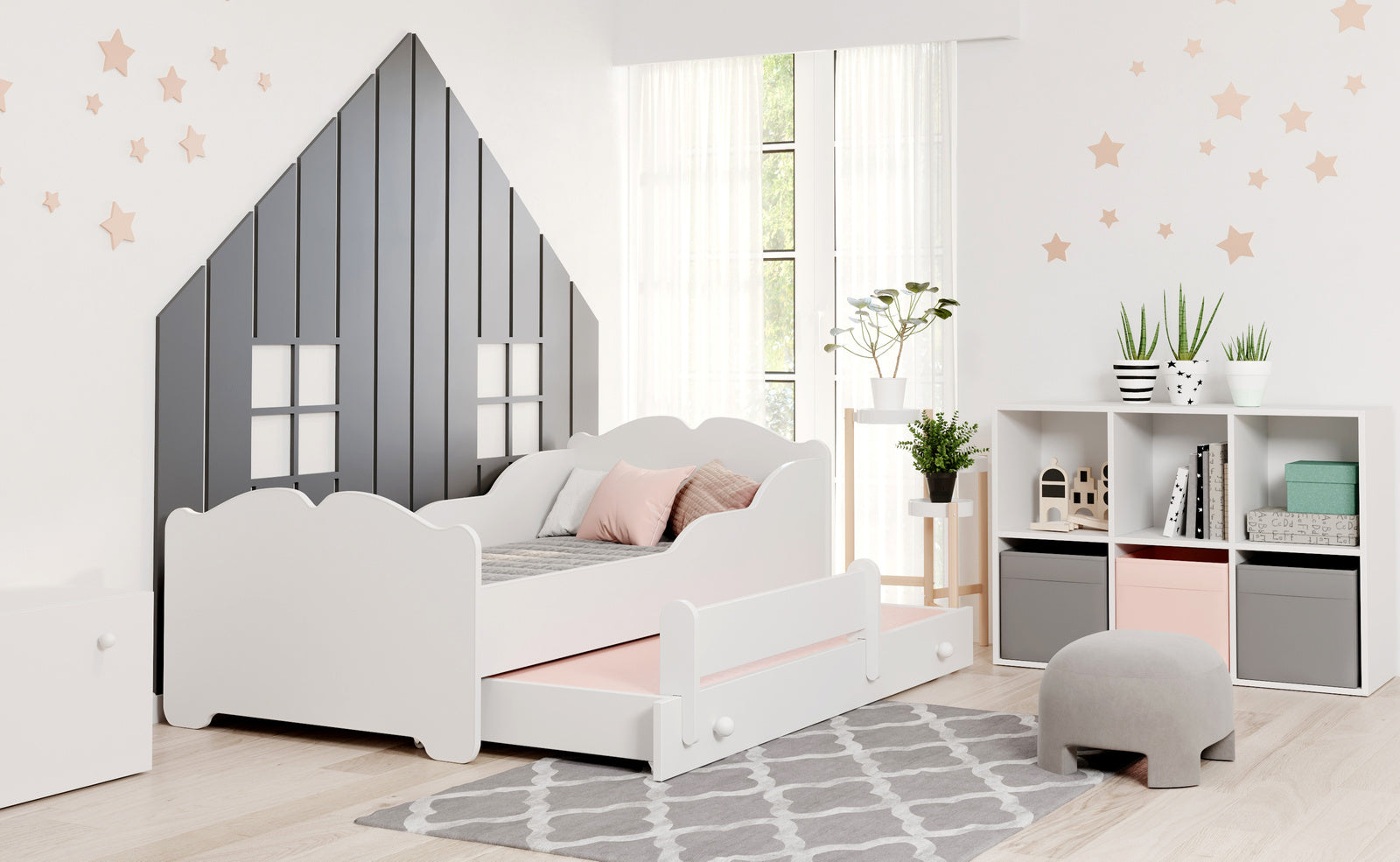 Letto matrimoniale ANNA II 160x80 con materasso - Bianco