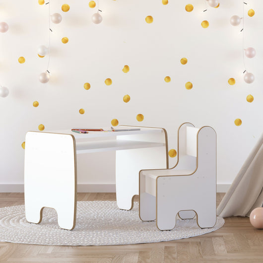 Set per bambini TIMI: tavolo + sedia MDF - bianco