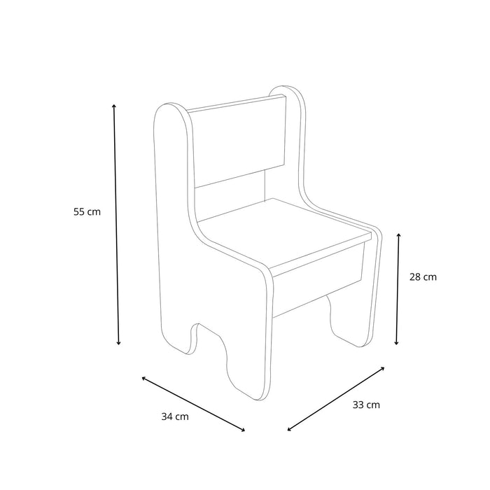 Set per bambini TIMI: tavolo + sedia MDF - bianco