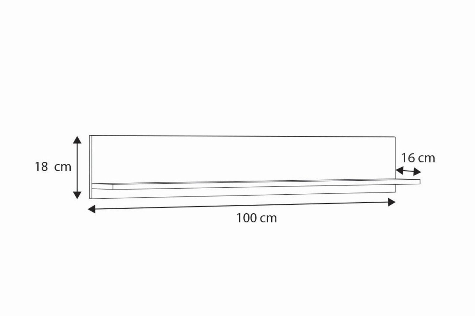 Mensola 100 cm - rovere artigianale / nero