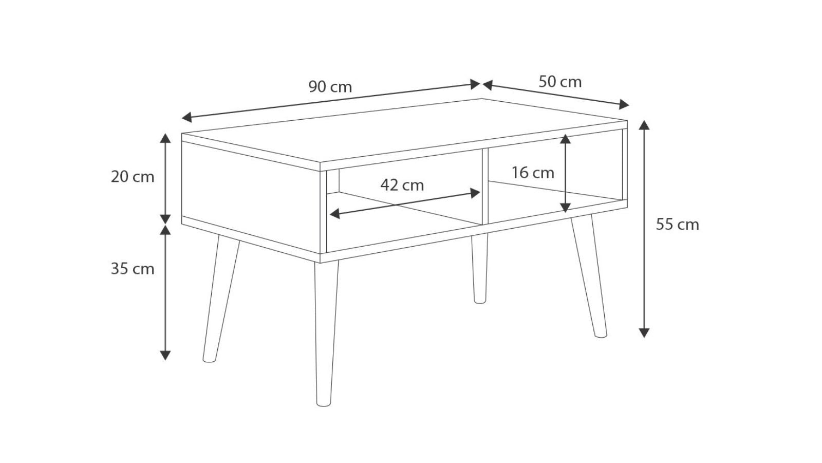 Tavolino Sandi, bianco/rovere artigianale