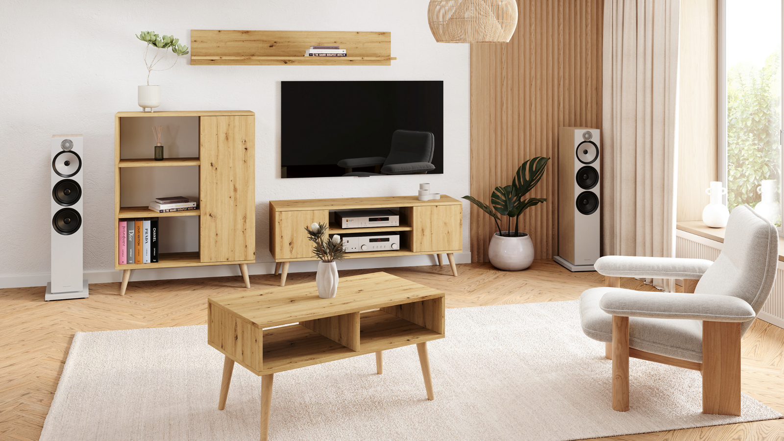 Tavolino Sandi, rovere artigianale