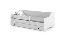 Letto singolo ERYK 160x80 con materasso - Bianco, maniglie nere