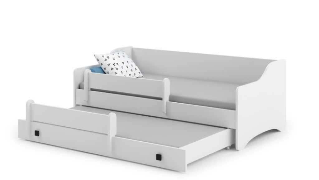 Letto matrimoniale ERYK II 160x80 con materasso - Bianco, maniglie nere