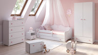 Letto per bambini EMMA 160x80 con materasso - Bianco/Rosa