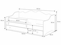 Letto per bambini EMMA 160x80 con materasso - Bianco/Rosa