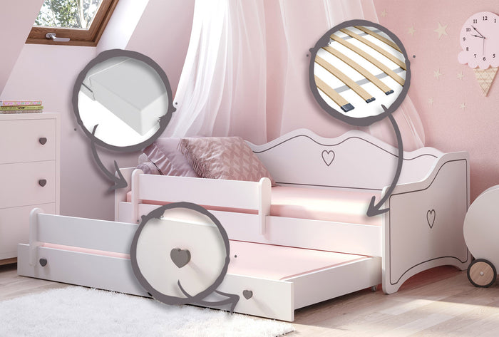 Letto matrimoniale EMMA II 160x80 con materasso - Bianco/Grigio