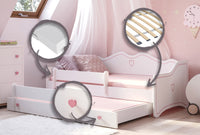 Letto matrimoniale EMMA II 160x80 con materasso - Bianco / Rosa