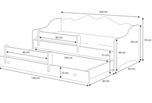 Letto matrimoniale EMMA II 160x80 con materasso - Bianco / Rosa