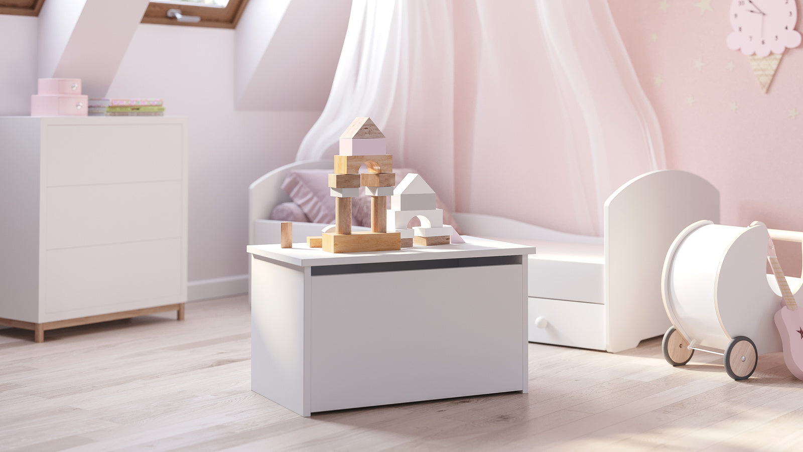 Baule portagiochi DARIA - bianco