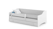 Letto singolo ERYK 160x80 con materasso - Bianco, maniglie bianche