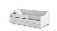 Letto singolo ERYK 160x80 con materasso - Bianco, maniglie bianche