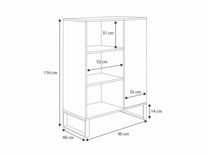 Libreria Fondi - gambe in metallo