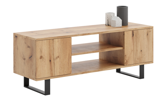 Mobile TV FOCUS 155 cm, soppalco, gambe in metallo - Rovere Craft