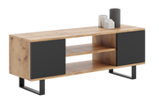 Mobile TV FOCUS 155 cm, soppalco, gambe in metallo - Rovere Craft / Nero