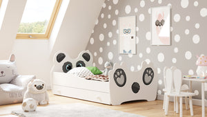 Letto per bambini ANIMALS 140x70 con cassetto e materasso - Panda