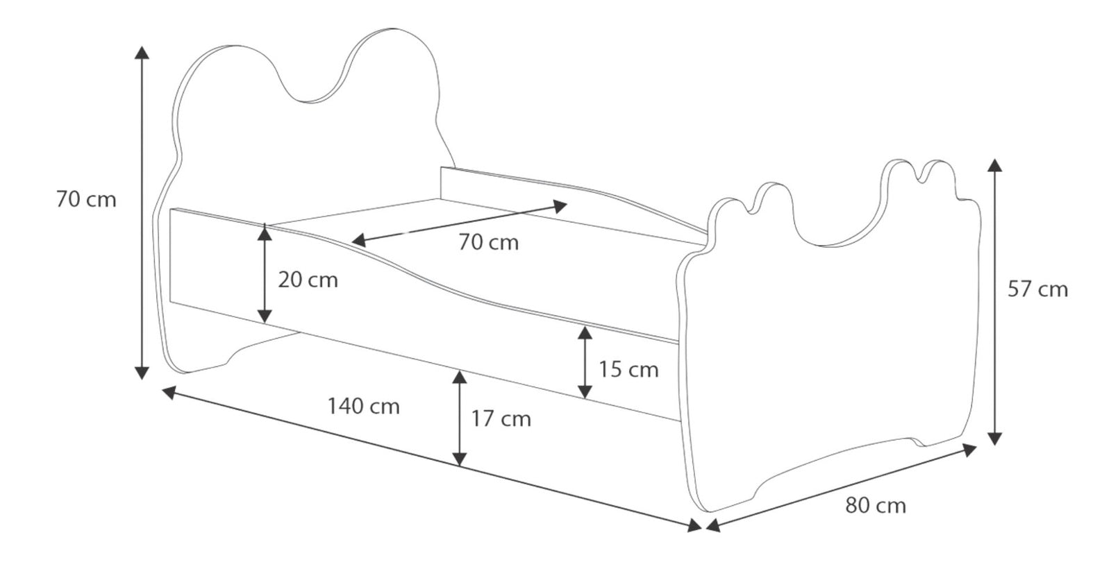 Letto per bambini ANIMALS 140x70 con materasso - Gatto rosa
