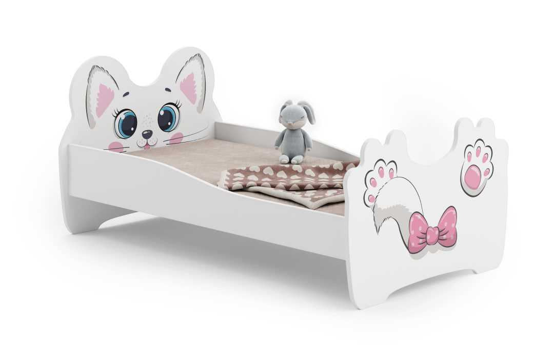 Letto per bambini ANIMALS 160x80 con materasso - Gatto rosa