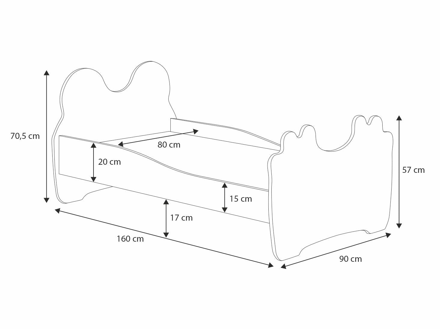 Letto per bambini ANIMALS 160x80 con materasso - Gatto rosa