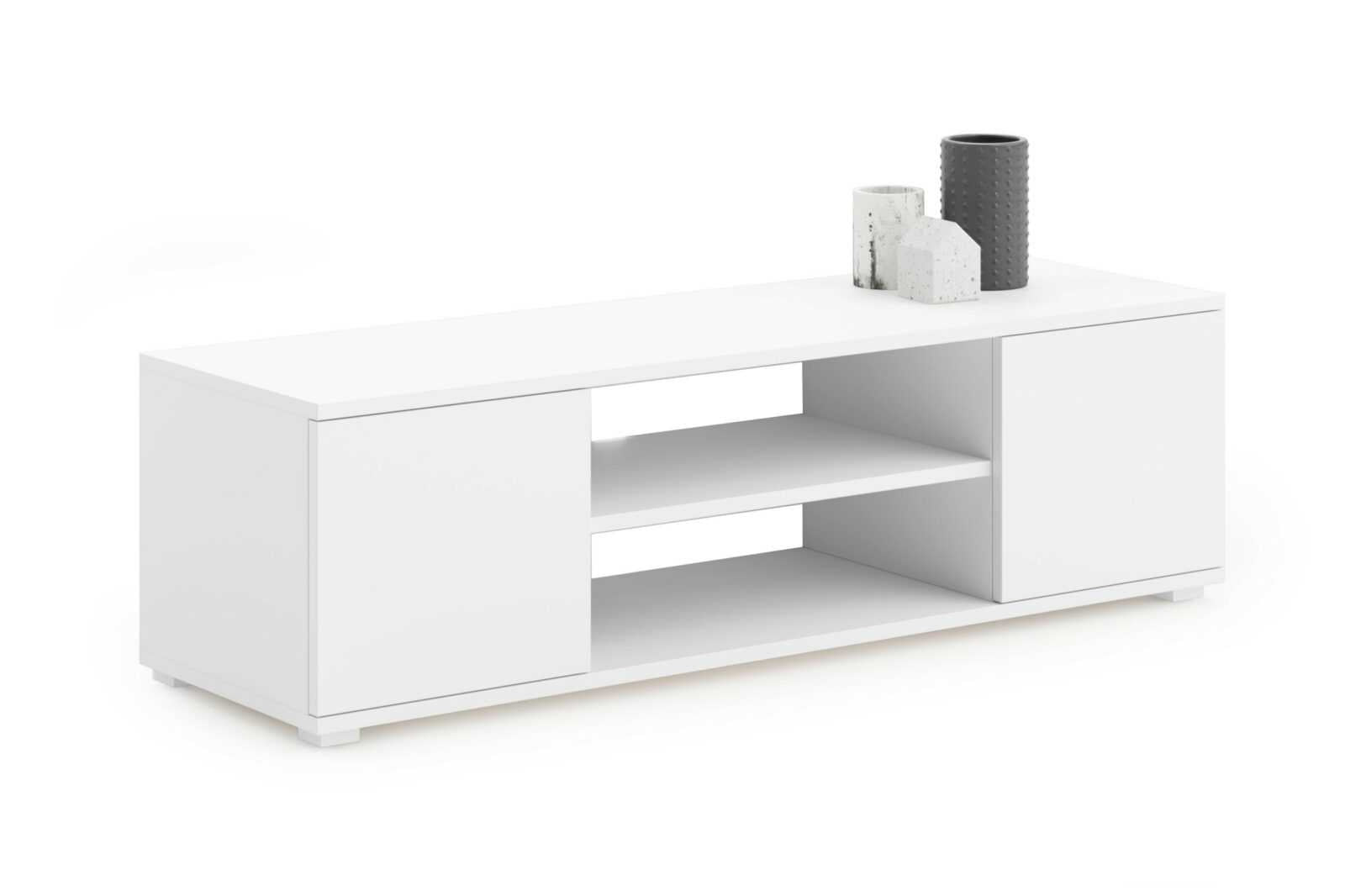 Mobile TV FOCUS 155 cm, gambe in plastica - Bianco