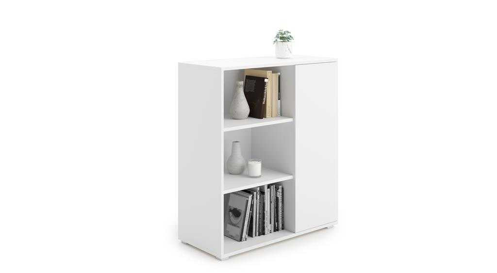 Cassettiera FONDI con ripiano, gambe in plastica - Bianco