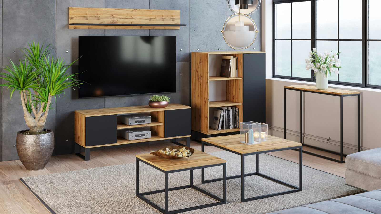 Mensola 100 cm - rovere artigianale oro/nero