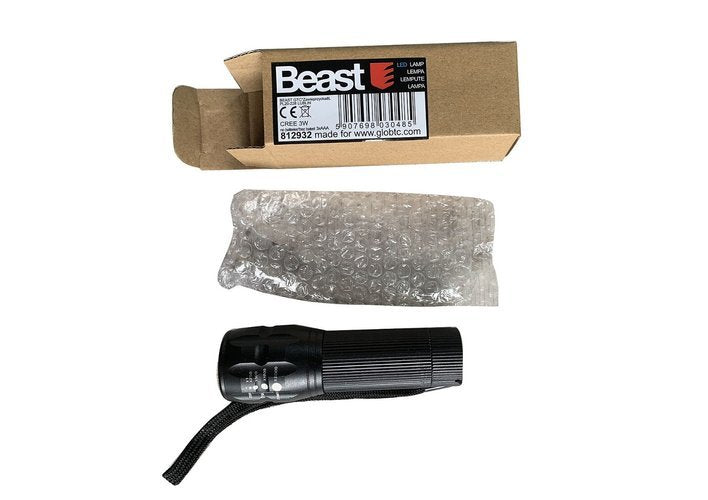 Torcia tascabile in metallo robusto con luce a led dimensioni 27 x 90 mm beast