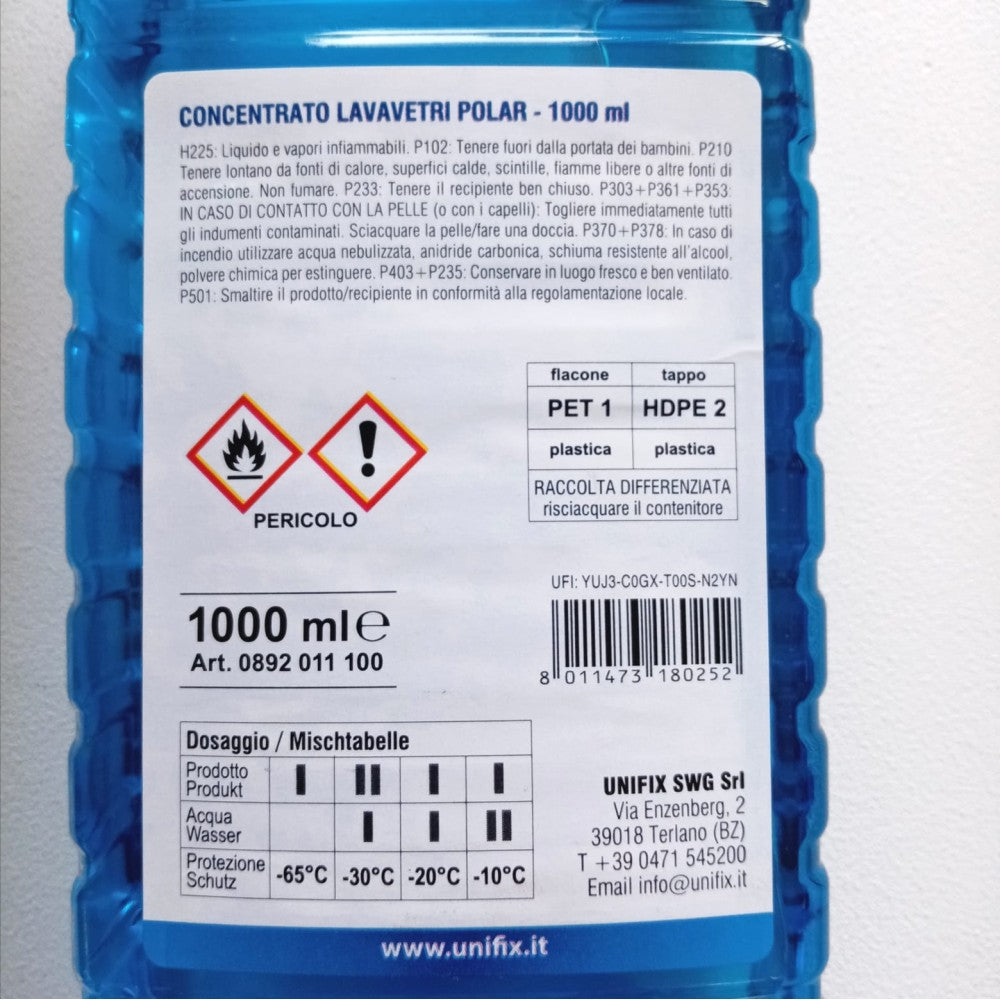 Polar 1lt lavavetri concentrato antigelo fino a -65°c - quattro stagioni