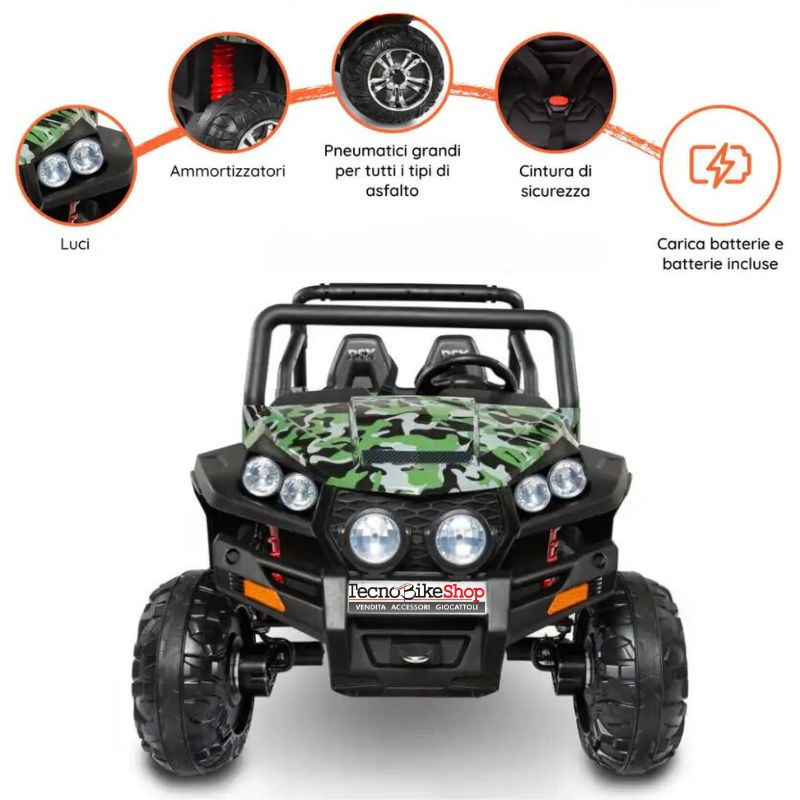 Auto Elettrica per Bambini 4x4 Polar 24V -Verde Mimetico