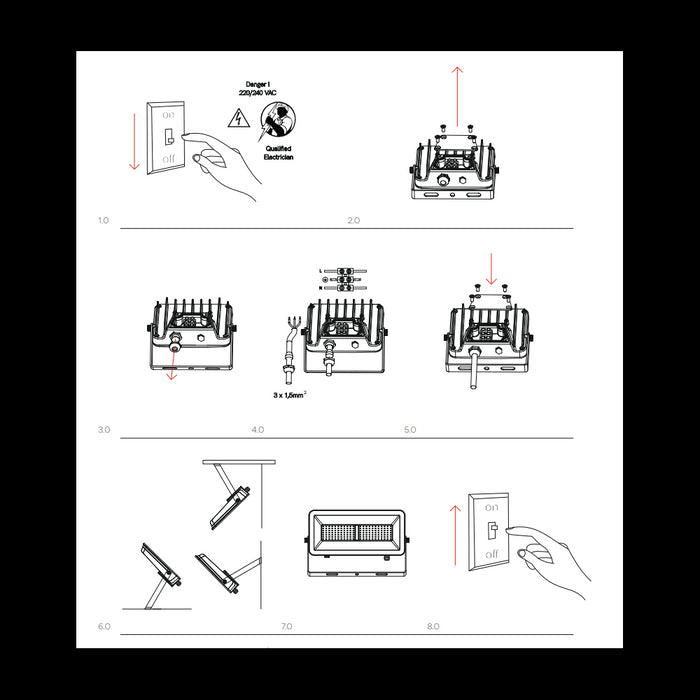 Proiettore LED da esterno Polaris 200W CCT IP65 120° - 3000K/4000K/5000K - Bianco opaco Beneito & Faure