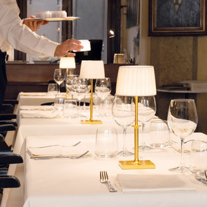 Lampada da Tavolo Ricaricabile Poldina Classic Zafferano Led Touch Dimmer - Design Elegante Senza Fili Bronzo