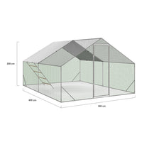 IDMarket - Pollaio 12 m² 4x3 M con grande trespolo 4 livelli in legno di acciaio zincato