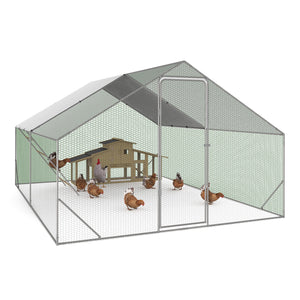 IDMarket - Pollaio 12 m² 4x3 M con grande trespolo 4 livelli in legno di acciaio zincato