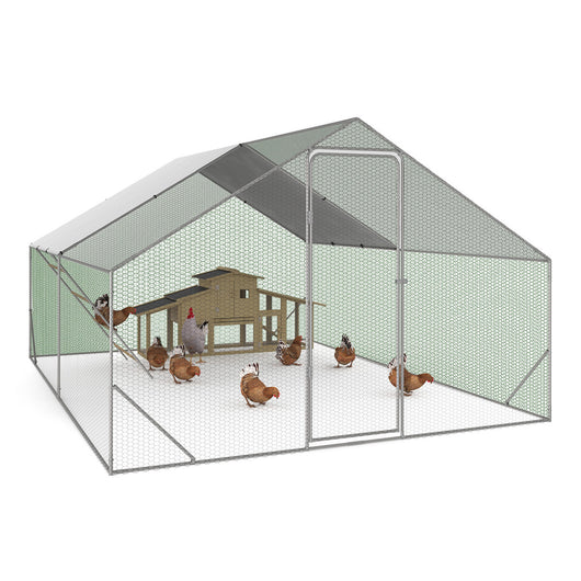 IDMarket - Pollaio 12 m² 4x3 M con grande trespolo 4 livelli in legno di acciaio zincato