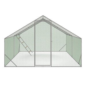 IDMarket - Pollaio 12 m² 4x3 M con grande trespolo 4 livelli in legno di acciaio zincato