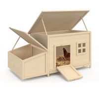 IDMarket - Pollaio a tetto piano su palafitte con cassetta nido in legno, capacità fino a 6 galline