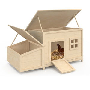 IDMarket - Pollaio a tetto piano su palafitte con cassetta nido in legno, capacità fino a 6 galline
