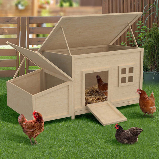 IDMarket - Pollaio a tetto piano su palafitte con cassetta nido in legno, capacità fino a 6 galline