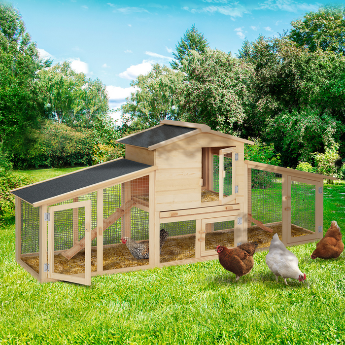 ProBache - Pollaio con doppia conigliera in legno per 2-3 polli VIP XXL