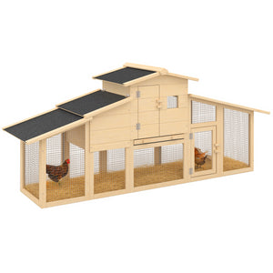 IDMarket - Pollaio VIP con cassetta nido e doppia conigliera in legno XXL
