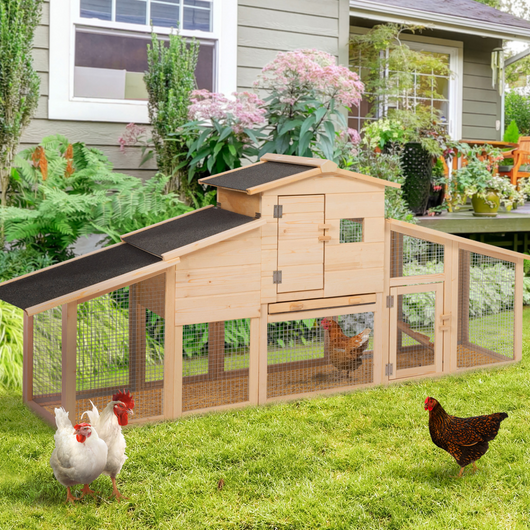 IDMarket - Pollaio VIP con cassetta nido e doppia conigliera in legno XXL